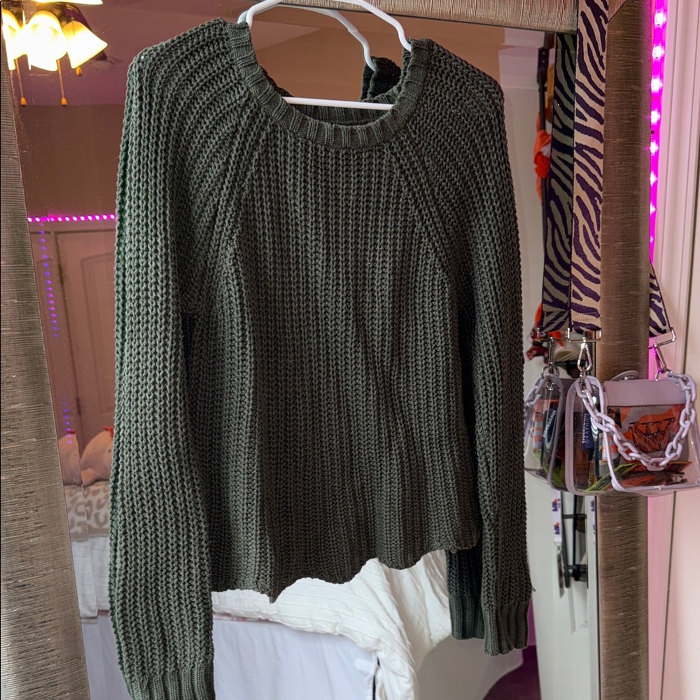 American Eagle Outfitters Dark Green Crew Neck Sweater